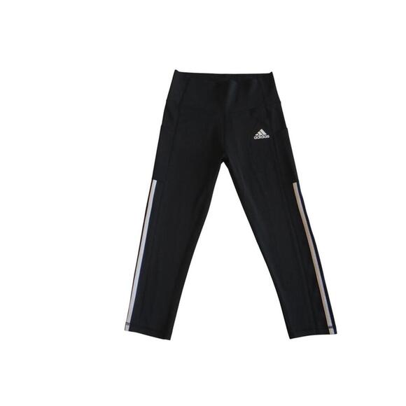 Adidas Women's Performance Leggings - Black with Stripes - Picture 1 of 6
